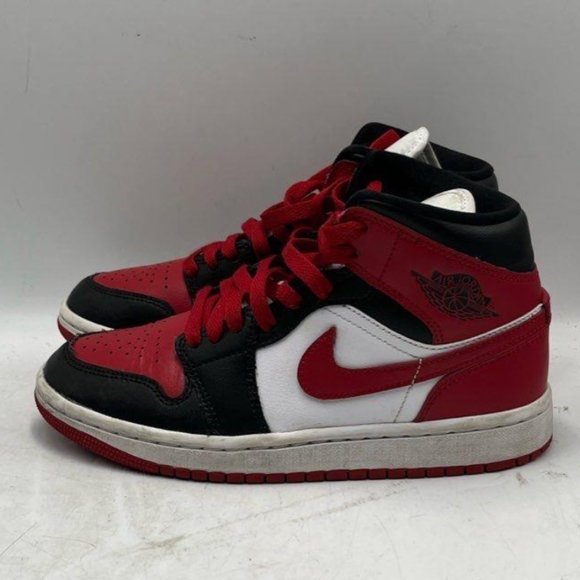 Womens Air Jordan 1 Mid 'Black Toe' Size 5.5 - Picture 3 of 5